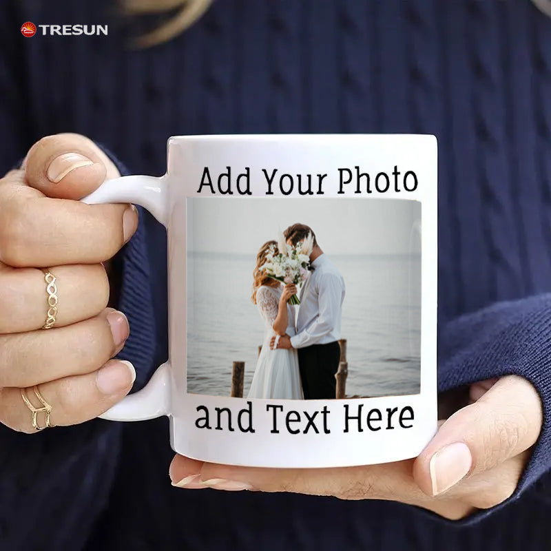 Custom photo text logo gift 11oz White cup Black cup