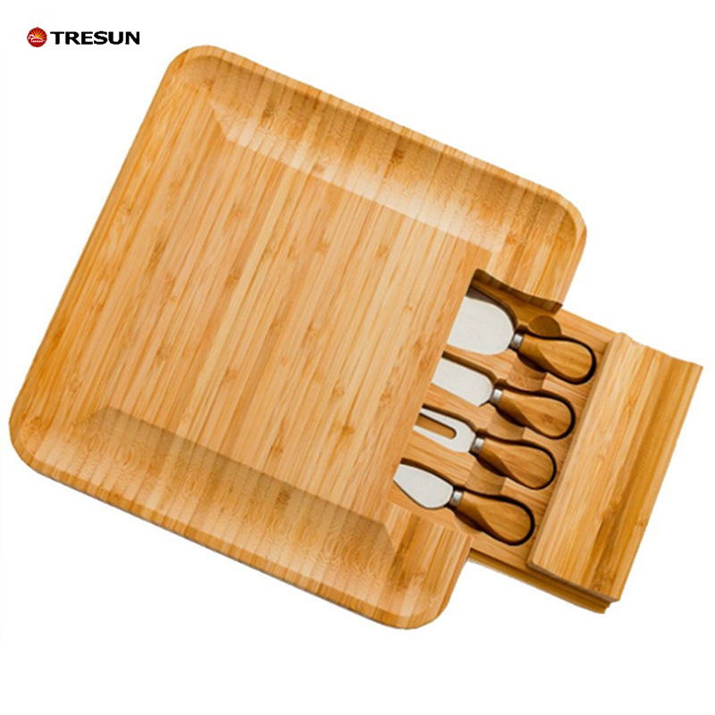 Bamboo cheese board and knife set