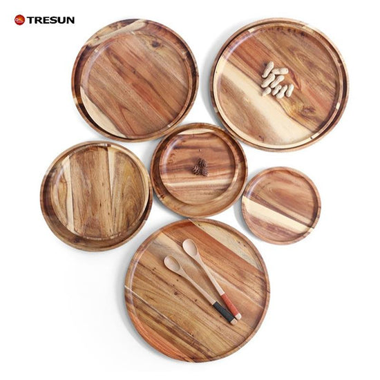 Acacia wood round tray tea tray dessert tray