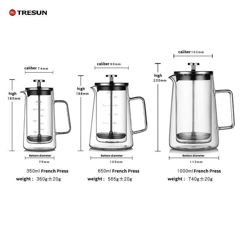 High borosilicate Pyrex double layer coffee press