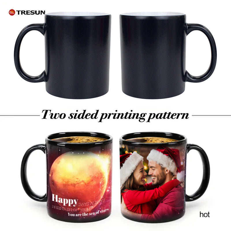 Custom photo gift color-changing C-shaped handle cup