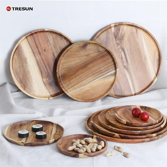 Acacia wood round tray tea tray dessert tray