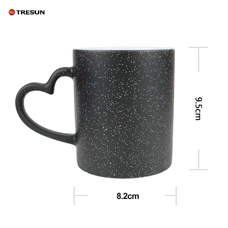 Custom photo text gift Starry Sky Color-changing heart shape handle cup