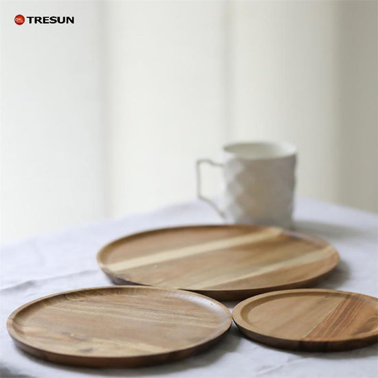 Acacia wood round tray tea tray dessert tray