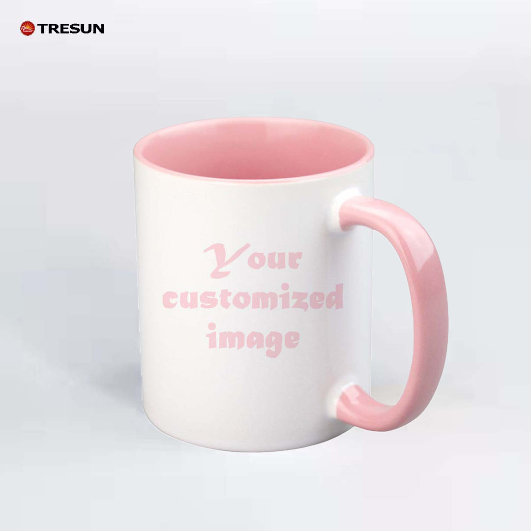 Custom photo text logo gift double color cup