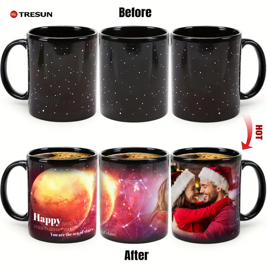 Custom photo gift Starry Sky Color-changing C-shaped handle cup