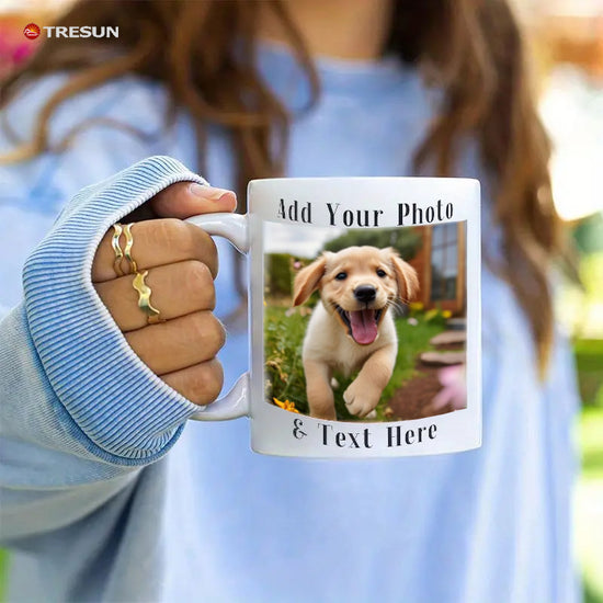 Custom photo text logo gift 11oz White cup Black cup