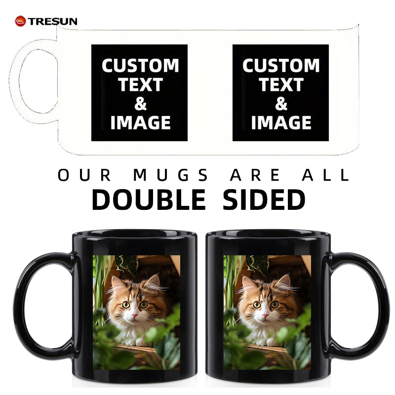 Custom photo text logo gift 11oz White cup Black cup