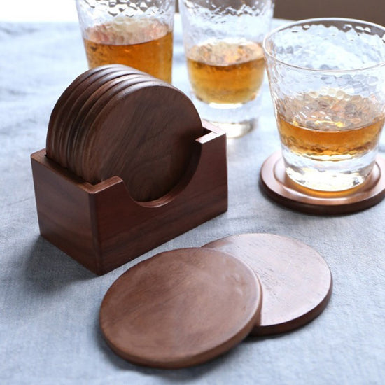 Black walnut non-slip insulated coaster