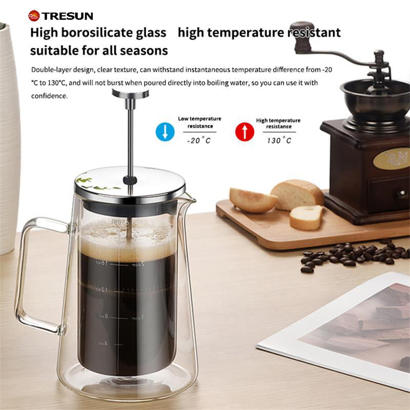 High borosilicate Pyrex double layer coffee press