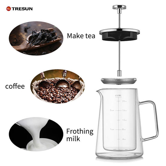 High borosilicate Pyrex double layer coffee press